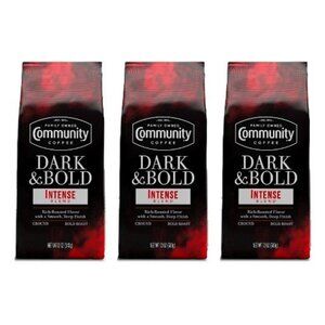 3 PACK Community Coffee Dark & Bold Intense Blend Dark Roast Ground Coffee 12 Oz